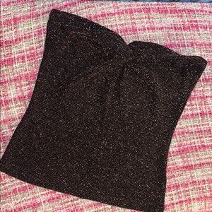 Divided Size L Gold Glitter Sweetheart Tube Top